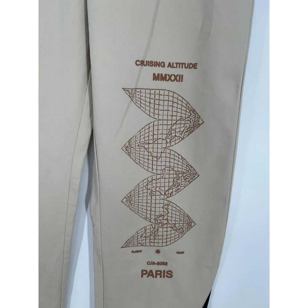Air Jordan Flight Heritage Woven Pants Mens Large Beige Tan Loose Fit DV1609-206